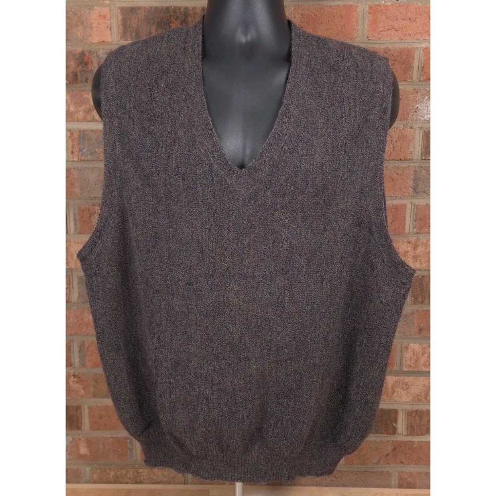 Peruvian Connection Sweater Vest Brown 100% Alpaca V-Neck Womens Knit 2XL